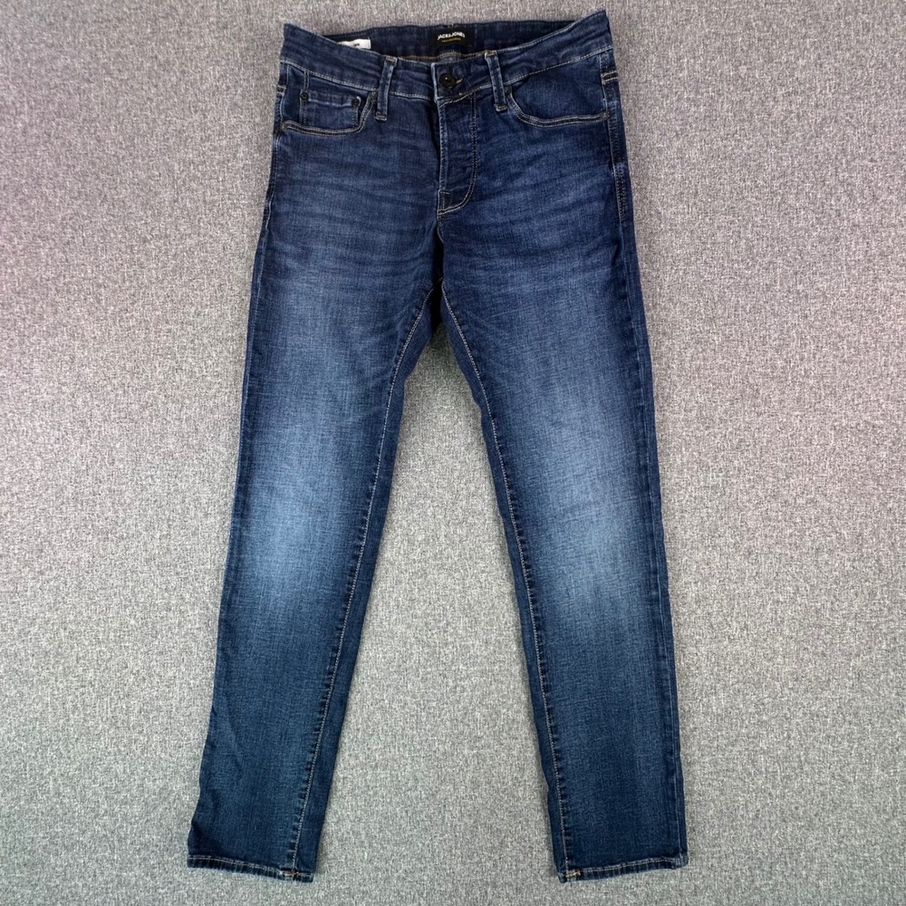 Jack & Jones Jeans Men 30x32 Glenn Slim Blue Button Fly Organic Cotton Blend